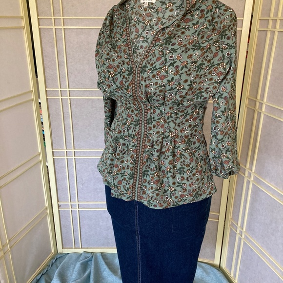 Peplum Floral Blouse with Sash - Picture 5 of 13